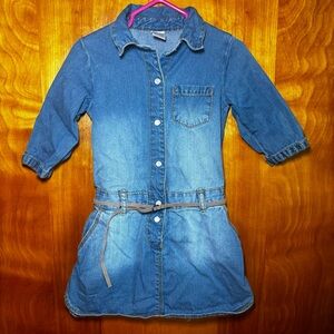 CARTER'S Girl's Button Front Blue Denim Dress 3t Fall Winter